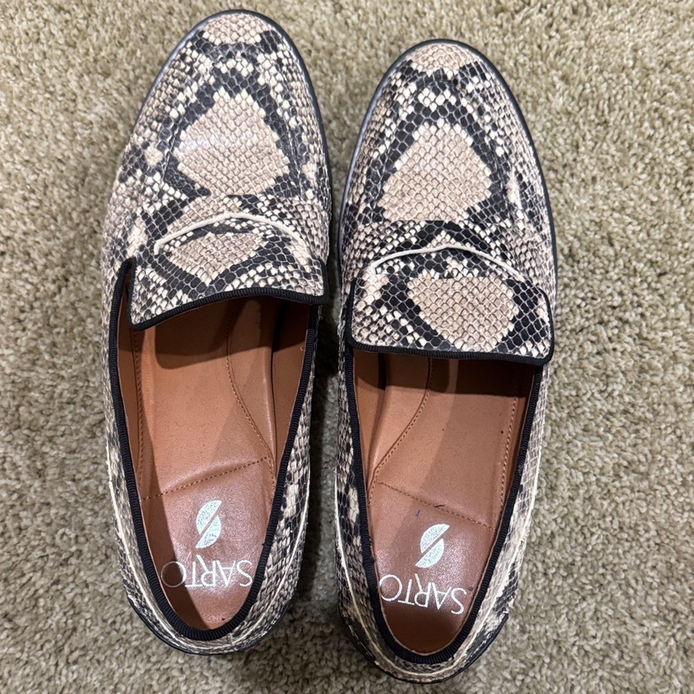SARTO By Franco Sarto Snake Print Loafers - Black and Cream
